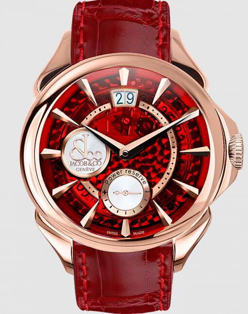 Review Jacob & Co PALATIAL CLASSIC MANUAL BIG DATE RED MINERAL CRYSTAL DIAL - ROSE GOLD CASE PC400.40.NS.MR.A Replica watch